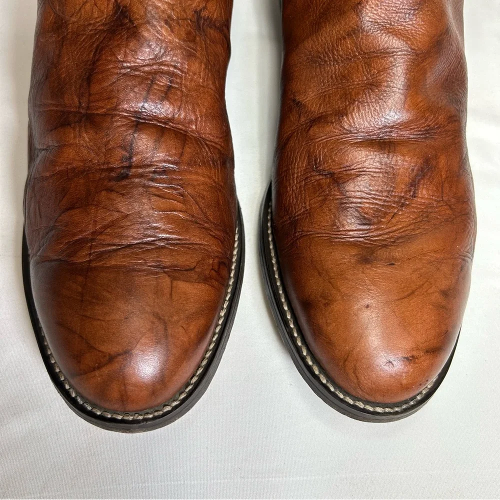 Justin 3163 Jackson 10” Classic Roper Chestnut Marbled Western Cowboy Boots 12D_4